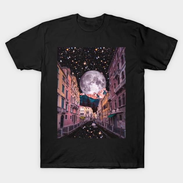The Moon Always Shines Through - Space Aesthetic, Retro Futurism, Sci Fi T-Shirt by jessgaspar